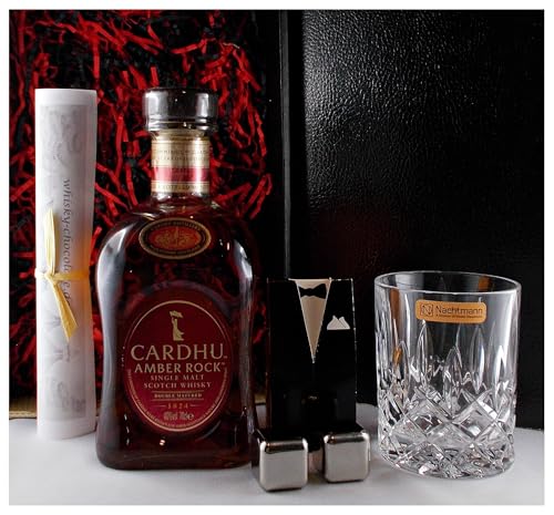 Geschenk Cardhu Amber Rock Single Malt Whisky + 2 Whiskey Kühlsteine + 1 Whiskyglas von H-BO