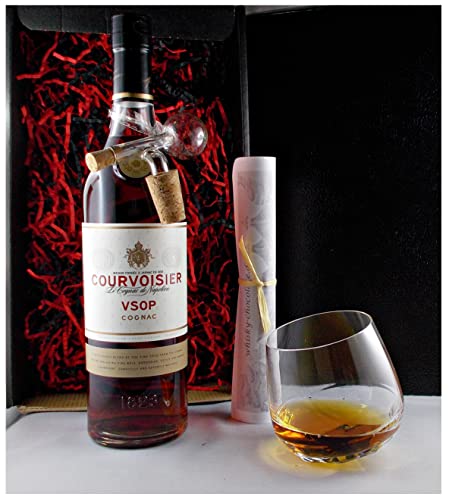 Geschenk Cognac Courvoisier VSOP + 1 Drelio Glas + 1 Glaskugelportionierer zum feinen Dosieren von H-BO