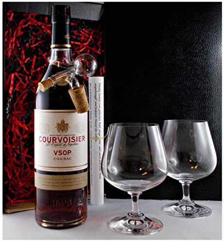 Geschenk Cognac Courvoisier VSOP + 2 Cognac Schwenker + 1 Glaskugelportionierer zum feinen Dosieren von H-BO