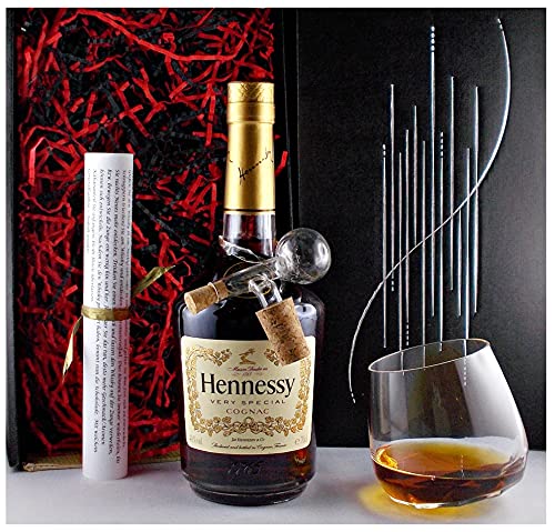 Geschenk Cognac Hennessy VS + Drelio Glas + Glaskugelportionierer zum feinen Dosieren von H-BO