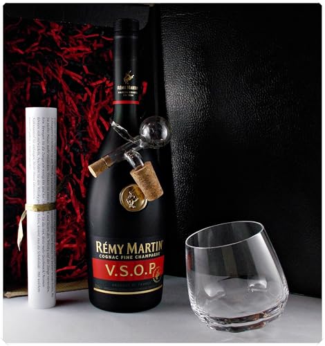 Geschenk Cognac Remy Martin VSOP + Drelio Glas + Glaskugelportionierer zum feinen Dosieren von H-BO