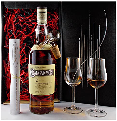 Geschenk Cragganmore 12 Jahre Single Malt Whisky + Glaskugelportionierer + 2 Bugatti Gläser von H-BO