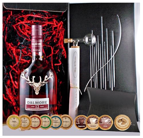 Geschenk Dalmore 12 Jahre Single Malt Whisky + Glaskugelportionierer + Edelschokoladen von H-BO