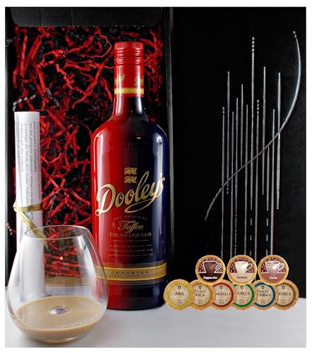 Geschenk Dooleys Toffee Likör +1 Glas + 9 Edelschokoladen in 9 Geschmacksvariationen von H-BO