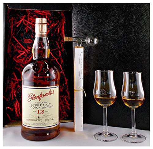 Geschenk Glenfarclas 12 Jahre Single Malt Whisky + Glaskugelportionierer + 2 Bugatti Tasting Gläser von H-BO