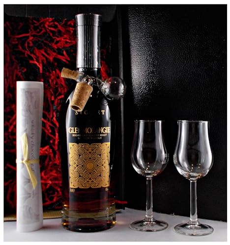 Geschenk Glenmorangie Signet Single Malt Whisky + Glaskugelportionierer + 2 Bugatti Gläser von H-BO