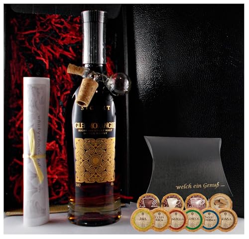 Geschenk Glenmorangie Signet Single Malt Whisky + Glaskugelportionierer + Edelschokoladen von H-BO