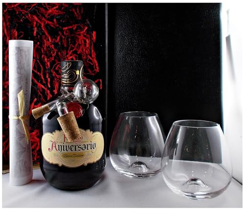 Geschenk Pampero Aniversario Reserva Rum + 2 Amy Gläser + Glaskugelportionierer von H-BO