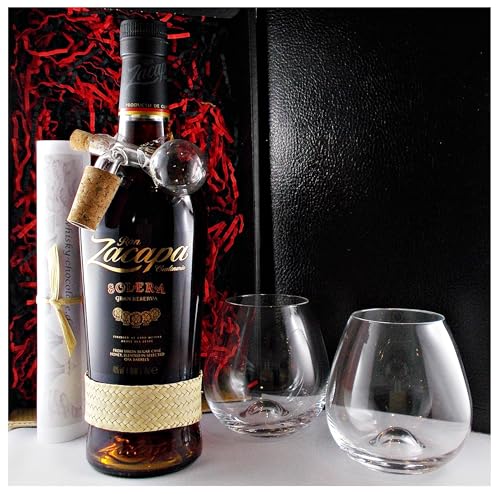 Geschenk Zacapa Centenario Solera Gran Reserva Rum + 2 Amy Gläser + Glaskugelportionierer von H-BO