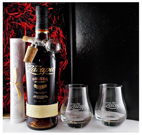 Geschenk Zacapa Centenario Solera Gran Reserva Rum + 2 Original Gläser + Glaskugelportionierer von H-BO