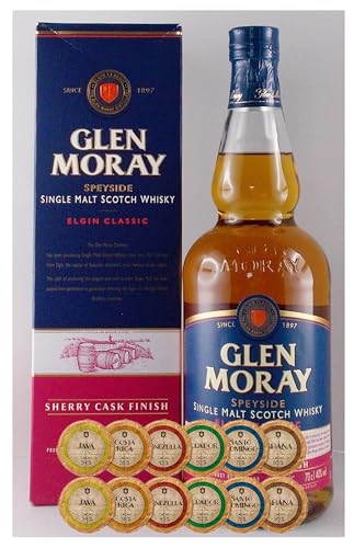 Glen Moray sherry cask Single Malt Whisky + 12 Edelschokoladen in 6 Sorten von H-BO