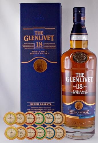 Glenlivet 18 Jahre Single Malt Whisky + 12 Edelschokoladen in 6 Sorten von H-BO