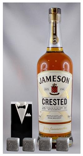 Jameson Crested irischer Whiskey + 4 Original Whisky Kühlsteine im Smoking von H-BO