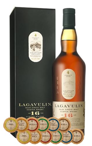 Lagavulin 16 Jahre Islay Single Malt Whisky +12 Edelschokoladen in 6 Sorten von H-BO