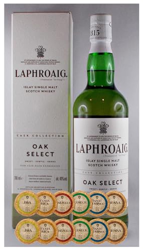Laphroaig oak Select Islay Single Malt Whisky Neue Ausstattung + 12 Edelschokoladen in 6 Sorten von H-BO