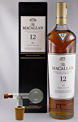 Macallan 12 Jahre Sherry Oak Single Malt Whisky + 1 Glaskugelportionierer zum feinen Dosieren von H-BO