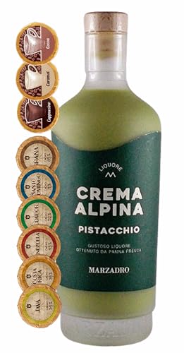 Marzadro Crema Alpina Pistacchio Pistazie Likör + 9 Edelschokoladen in 9 Sorten von H-BO