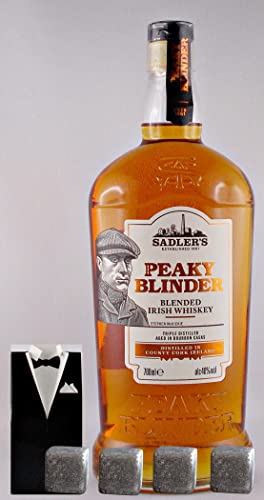 Peaky Blinder Bourbon Cask irischer Whiskey + 4 Whisky Kühlsteine im Smoking von H-BO