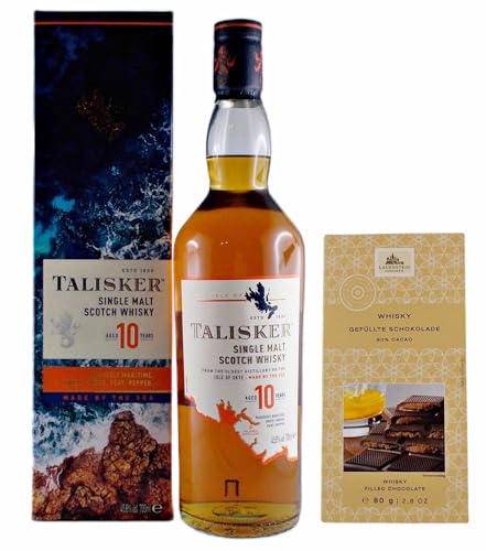 Talisker 10 Jahre Single Malt Whisky + 1 Tafel gefüllte Schokolade mit Whisky von H-BO