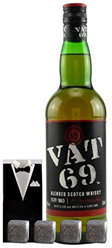 VAT 69 Blended Scotch Whisky + 4 Whiskey Kühlsteine im Smoking von H-BO