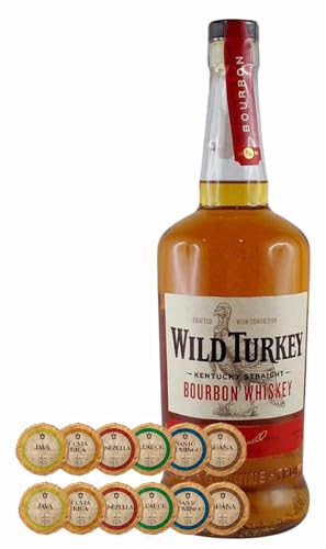 Wild Turkey 81 Proof Kentucky Straight Bourbon Whiskey + 12 Edelschokoladen in 6 Sorten von H-BO