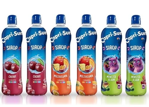 H-O Capri-Sun Sirup + Vitamine Sirup-Mix, Multifrucht, Monsteralarm, Kirsche, 6x600ml von H-O