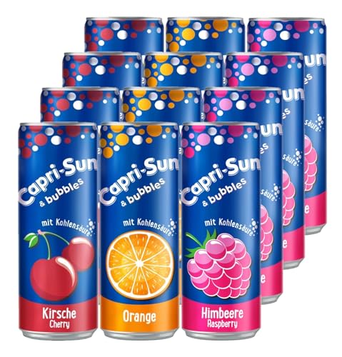 Capri-Sun bubbles Mix bestehend aus 4 x Kirsche, 4 x Orange, 4 x Himbeere (12 x 330 ml) incl. EINWEG Pfand von H-O