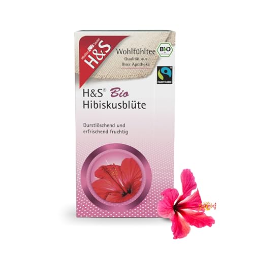 H&S Bio Hibiskusblüte Tee: 100% Bio Fair Trade Fruchtkelche von Hibiskusblüten, 20 x 1,75 g von H & S