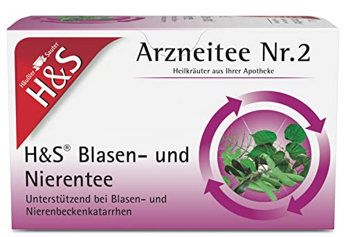 H&S Blasen- und Nierentee: Arzneitee Nr. 2 mit Heilkräutern aus der Natur bei Blasenentzündung und Nierenbeckenentzündung, 20 x 2 g von H & S