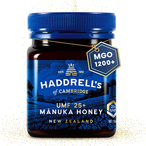 Haddrell's of Cambridge bis zu Manuka Honig MGO 1200 (UMF 25+) 250g – Zertifizierter Manukahonig aus Neuseeland in edler Geschenkbox – Reich an Methylglyoxal – Nachhaltig, roh und mit sehr hohem MGO von HADDRELLS OF CAMBRIDGE