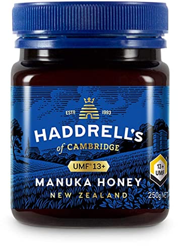 Haddrell's of Cambridge Manuka Honig 400+ MGO (UMF 13+) 250g – Zertifizierter Manukahonig aus Neuseeland – Reich an Methylglyoxal – Nachhaltig, roh und mit hohem MGO-Gehalt – Honig in Premium-Qualität von HADDRELLS OF CAMBRIDGE