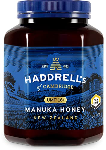 Haddrell's of Cambridge Manuka Honig MGO 550+ (UMF 16+) 1KG | Zertifizierter Manukahonig aus Neuseeland | Reich an Methylglyoxal | Nachhaltig, roh und mit hohem MGO-Gehalt | Honig in Premium-Qualität von HADDRELLS OF CAMBRIDGE