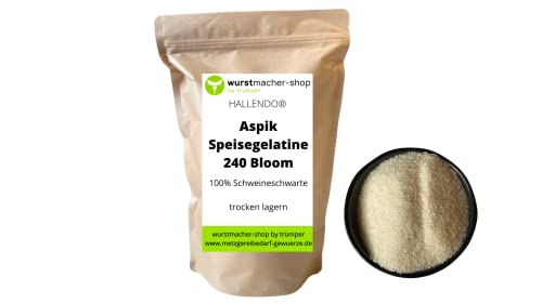 1 kg Aspikpulver Aspik Speisegelatine 240 Bloom "Gold" Schweinegelatine | HALLENDO® von HALLENDO