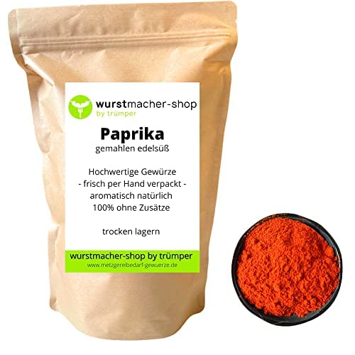 Paprikapulver Paprika edelsüß 1 kg 120 ASTA Spitzenqualität 1A ohne Zusatzstoffe | wurstmacher-shop by trümper HALLENDO® von HALLENDO