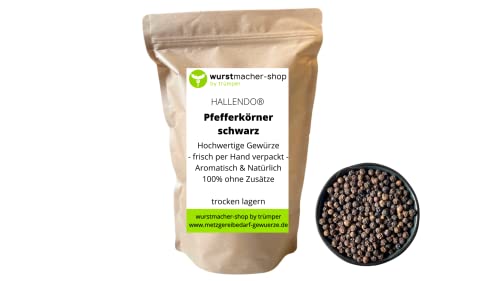 Pfeffer schwarz ganz - schwarze Pfefferkörner 1 kg - Spitzenqualität wurstmacher-shop by trümper HALLENDO® von HALLENDO