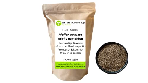 Pfeffer schwarz griffig gemahlen 1 kg - Spitzenqualität "eigene Mahlung" | wurstmacher-shop by trümper HALLENDO® von HALLENDO