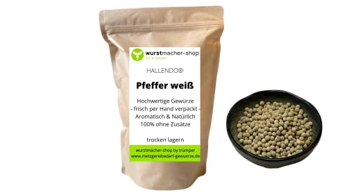 Pfeffer weiß ganz - weiße Pfefferkörner 1 kg - Spitzenqualität | wurstmacher-shop by trümper HALLENDO® von HALLENDO