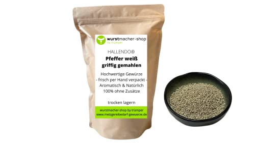 Pfeffer weiß griffig gemahlen 1 kg - Spitzenqualität "eigene Mahlung" | wurstmacher-shop by trümper HALLENDO® von HALLENDO