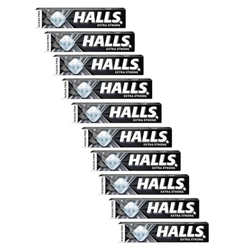 Halls | Erfrischende Bonbons ohne Zucker | Halls extra starke Bonbons Menthol Eukalyptus - 10 Sticks (320 g) von HALLS