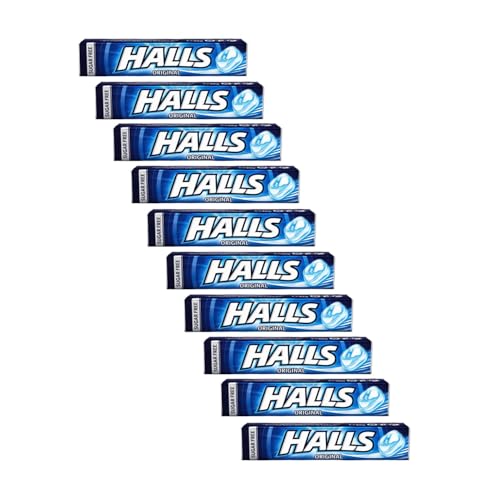 Halls | Erfrischende zuckerfreie Bonbons | Halls Original Menthol-Eukalyptus-Bonbons – 10 Stück (320 g) von HALLS