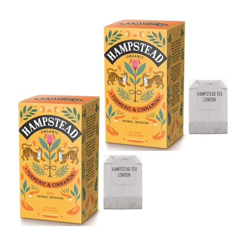 Hampstead® Tea | BIO Kurkuma und Zimt Kräutertee | Biodynamische Infusionsgewürze Kurkuma Ingwer Zimt - 2 x 20 Filter (60 Gr) von HAMPSTEAD