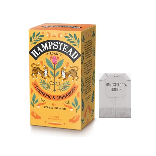 Hampstead® Tea | BIO Kurkuma und Zimt Kräutertee | Biodynamische Infusionsgewürze Kurkuma Ingwer Zimt - 20 Filter (30 Gr) von HAMPSTEAD