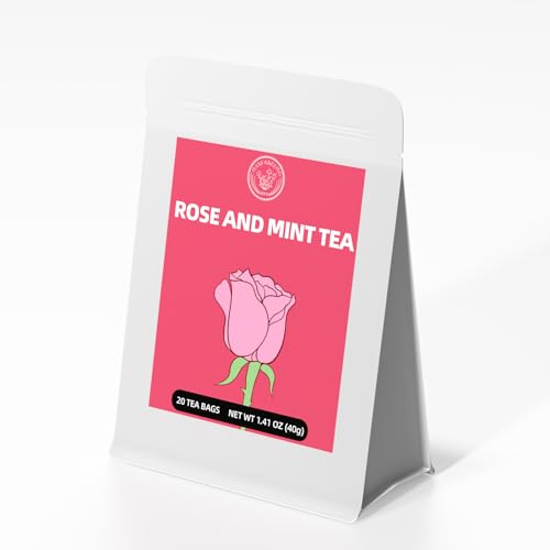 HANGFANGLING Rosen Minze Tee,Fördert Die Verdauung,Beruhigt und Entspannt,Lindert ängste,Hilft Beim Einschlafen,Erfrischt Den Atem,Hautpflege Und Schönheit,Geschenktee (20 Teebeutel). von HANFANGLING