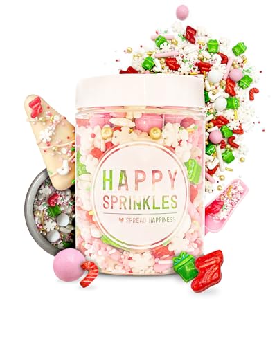 HAPPY SPRINKLES Christmas Morning 90g | Bunter Streusel Mix Zum Dekorieren | Ideale Tortendeko An Weihnachten | Für Kekse, Eis & Kuchen Geeignet (90g) von HAPPY SPRINKLES