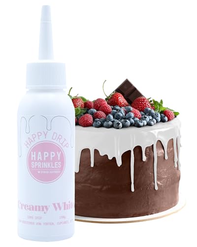 Happy Sprinkles Happy Drip Creamy White 130g - Lebensmittelfarbe aus Schokolade zum Backen - Ideale Tortendeko - Backzubehör für Kekse, Eis & Kuchen von HAPPY SPRINKLES