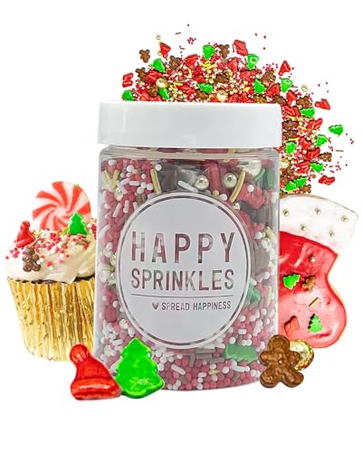 Happy Sprinkles Santas Favourite 90g - Streusel Mix mit Schokolade zum Dekorieren - Weihnachtliche Tortendeko Essbar - Für Kekse & Kuchen Geeignet von HAPPY SPRINKLES