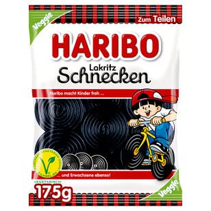 Haribo Lakritz Schnecken veggie, 18er Pack (18 x 175g) von HARIBO GmbH & Co. KG Hans-Riegel-Straße 1 53129 Bonn