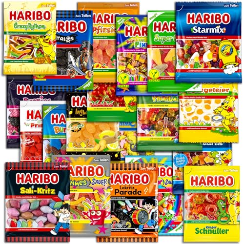 20er Set Haribo Mischung Überraschungspaket/Mischpaket/Partypaket/Fruchtgummi/Lakritz und Schaumzucker 20 x 160-175g von HARIBO