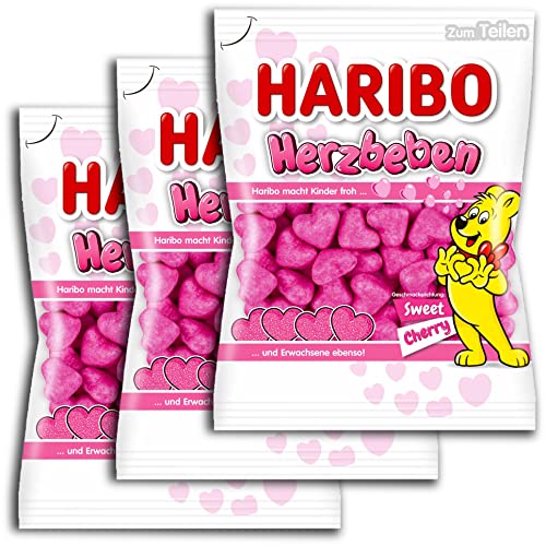 3 er Pack Haribo Herzbeben 3 x 160g Schaumzucker mit Kirschgeschmack von HARIBO