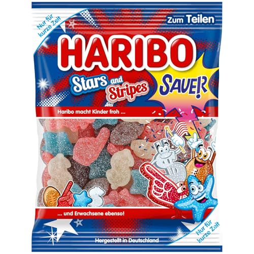 3 er Pack Haribo Stars and Stripes sauer 3x 175g Fruchtgummi von HARIBO